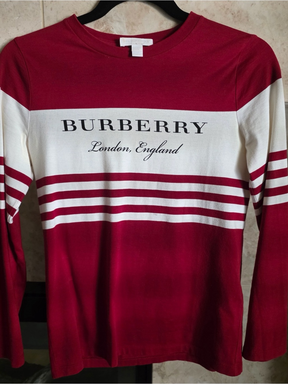 Burberry Red Ribbed Crewneck Top
